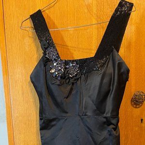 Lavender Label by Vera Wang Black Satin Full Length Dress